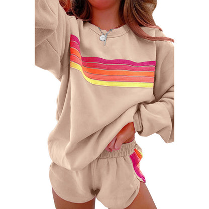 Fall Loose Slim Fit Casual Two Piece Sets Women Trend Color Matching Long Sleeve Women