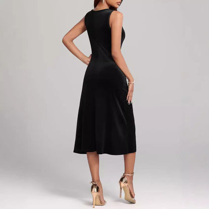 Autumn Winter Mid Length Sexy Slimming High Sense Pleuche Dress Women Dress