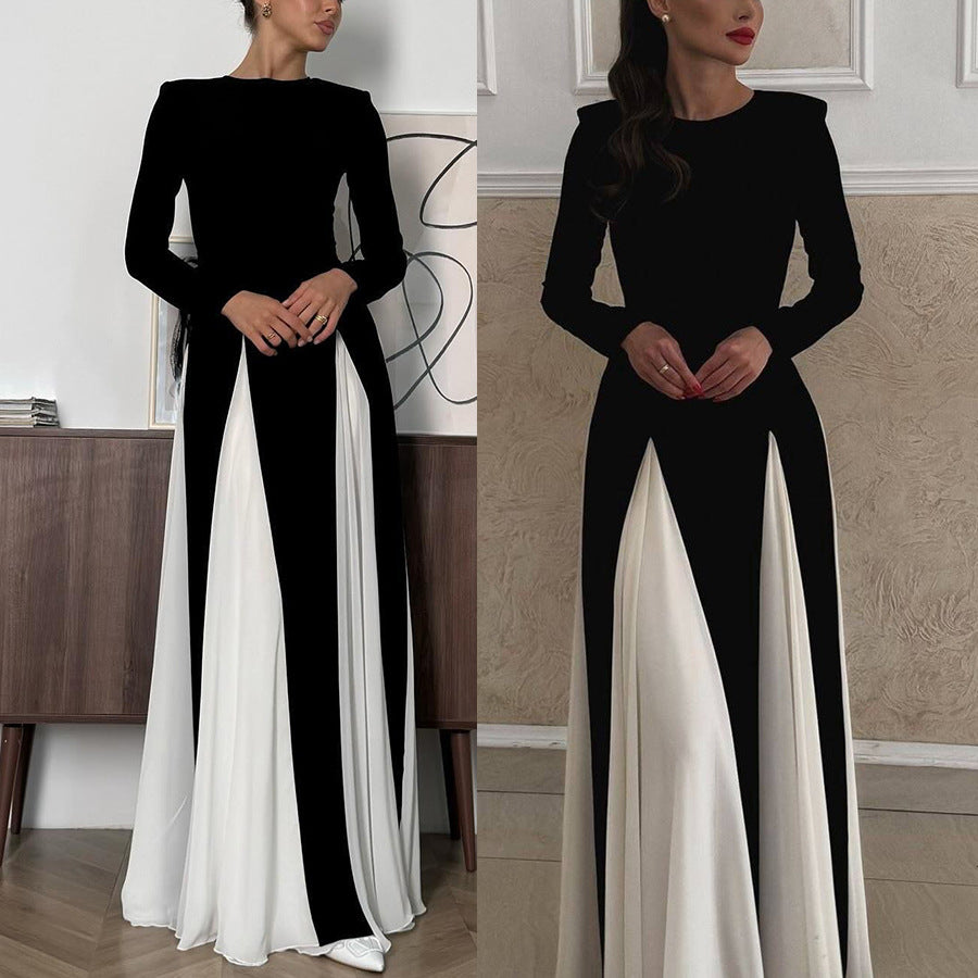 Getting Glam and Elegant Panelled Tulle Long Sleeve A-line Maxi Dress