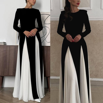 Getting Glam and Elegant Panelled Tulle Long Sleeve A-line Maxi Dress