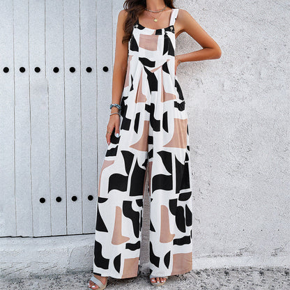 Women Clothing Spring Summer Elegant Printed Jumpsuit