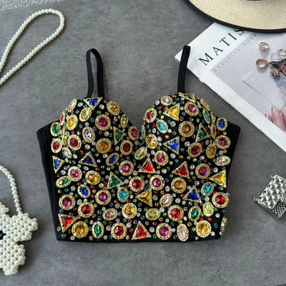 Sweetheart neck beaded padded cami top  | Festival Outfits Women