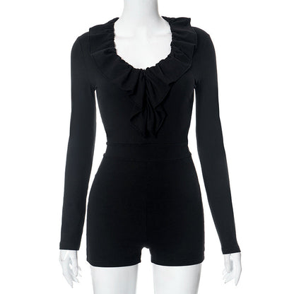 Women Clothing Autumn Winter Long Sleeve Lace Slim Fit Sexy Jumpsuit