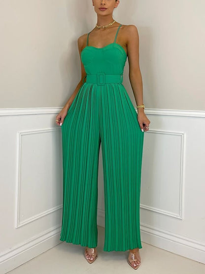 spring/Summer Strap Pleated Sexy Belt Slim Fit Bodysuit