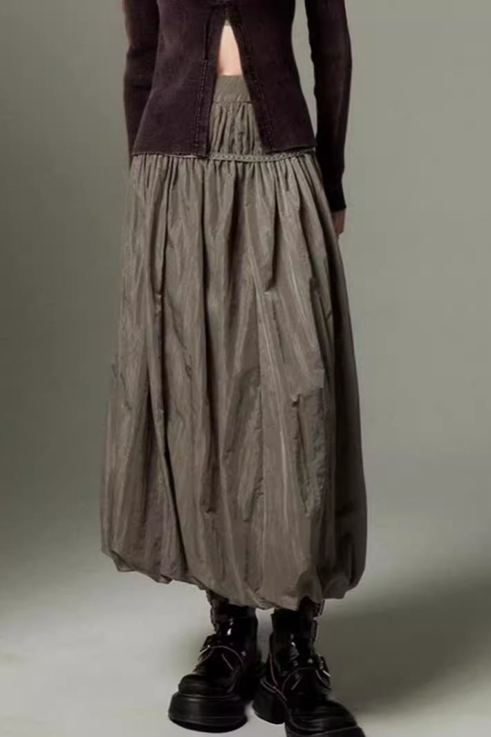 Vintage Ruffled Flowing Maxi Skirt