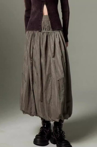 Vintage Ruffled Flowing Maxi Skirt