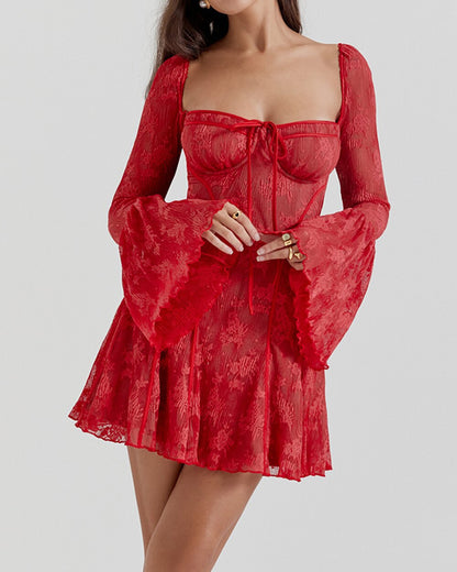 Arabella Lace Maxi Dress with Bell Sleeves