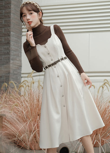 Button Up Scallop Cami Dress