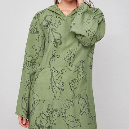 Middle East Sweater Hooded Women Dress Loose Office Socialite Dress