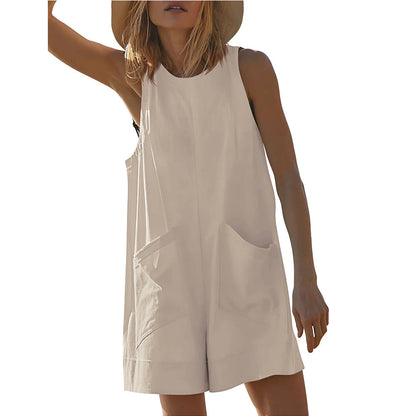 Summer Sexy Loose Casual Pants Backless Women Clothing Outdoor Sleeveless Jumpsuit