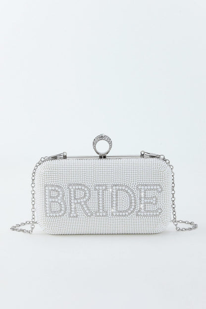 Clutch de lentejuelas para novia - Blanco/Plateado