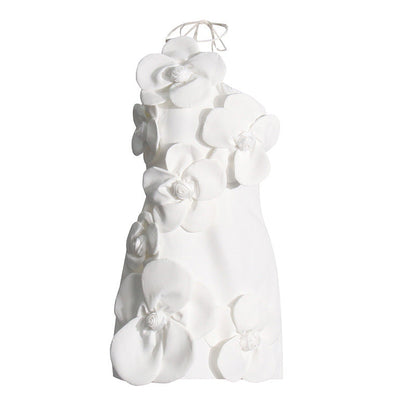French Sexy Floral Splicing Autumn Winter Suspender Design Solid Color Dress Women