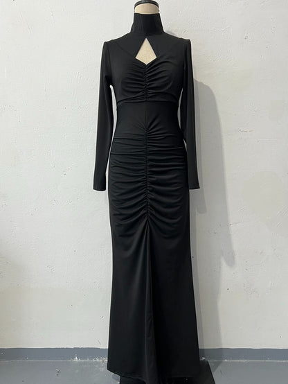 Autumn Slim Fit Exposed Back Waist Tight Hip Bag Special Dress