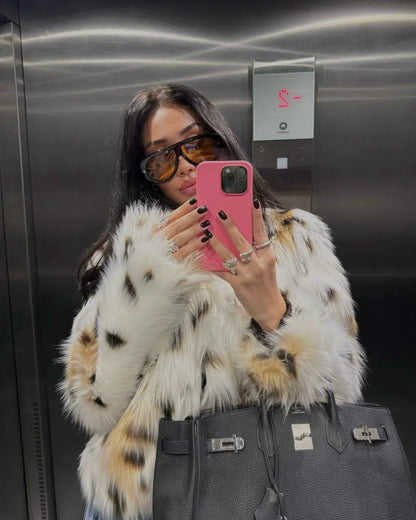Enya Leopard Faux Fur Coat