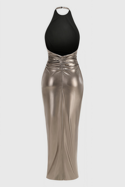 Irven Backless Twisted Split Maxi Dress