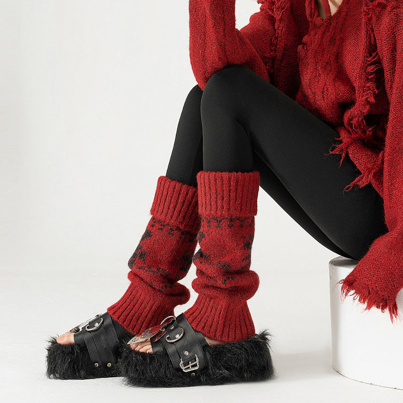 Wool Chunky Slouchy Sexy Red Leg Warmers