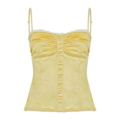 Ameena Pleated Satin Crop Top
