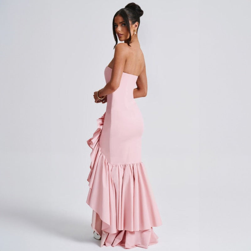 Ladies' sexy off shoulder, sexy off shoulder strapless, hip hugging, irregular wave fashion party dress