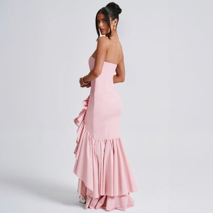 Ladies' sexy off shoulder, sexy off shoulder strapless, hip hugging, irregular wave fashion party dress
