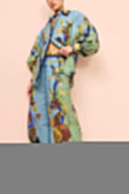 Autumn Personalized Printed Puff Sleeve Holiday Lace Two Piece Suit for Women Amplified craft