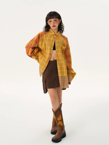 Yellow Plaid Oversized Shirt