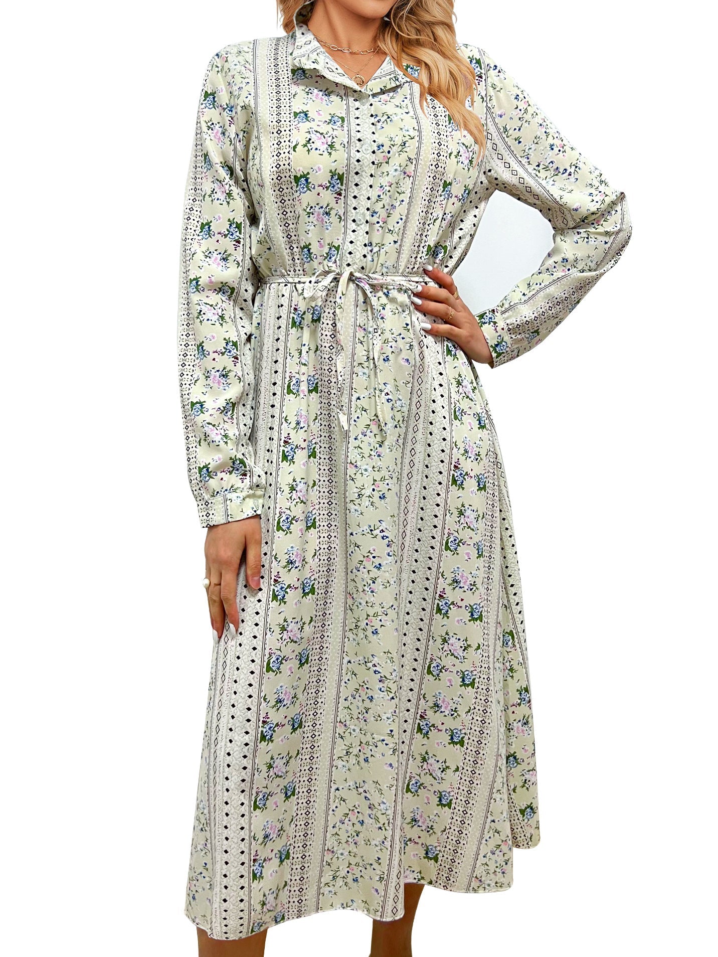 Spring Holiday Dress Lace up Floral Dress