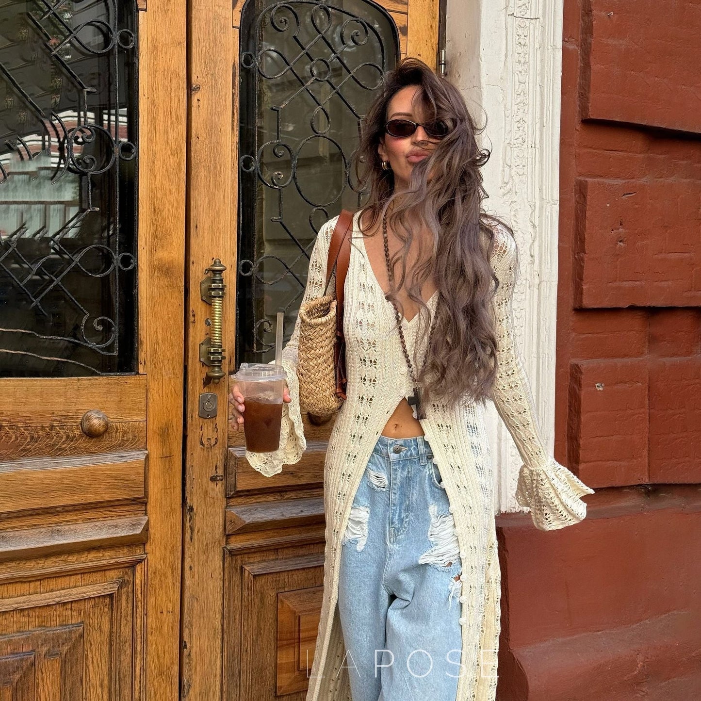 Aiden Crochet Long Cardigan