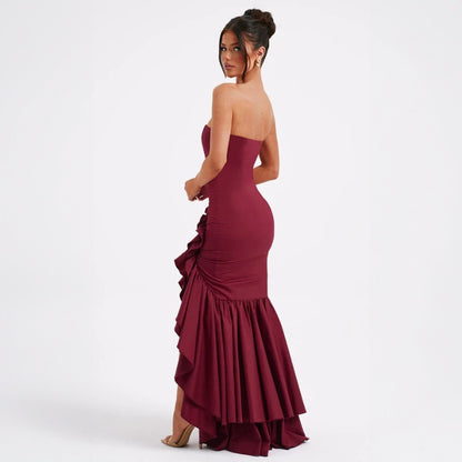 Ladies' sexy off shoulder, sexy off shoulder strapless, hip hugging, irregular wave fashion party dress