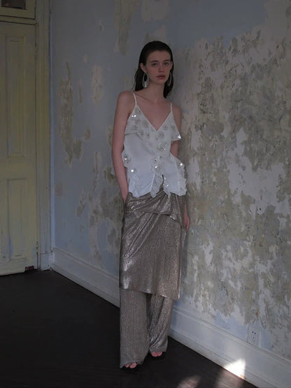 Sequin Embellished Sheer Overlay Dress