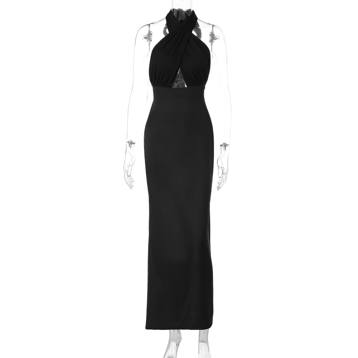 Women Clothing Spring Summer Sexy Backless Slit Halter Tube Top Dress Women