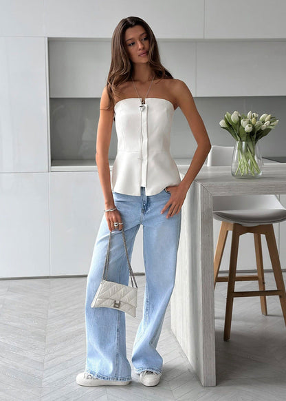 Opal Edge - Strapless Peplum Bustier Top