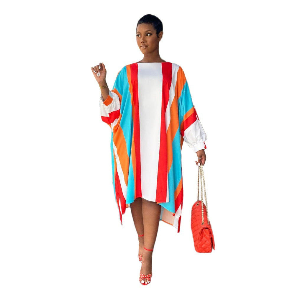 Loose Casual Contrast Color Women Dress