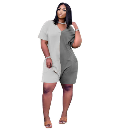 Summer Casual Loose Contrast Color Romper