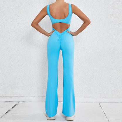 Autumn Sand Hollow Out Cutout Beauty Back One Piece Peach Hip Lifting Sport Workout Clothes Micro Pull Yoga Jumpsuit Jumpsuit