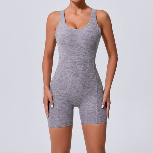 Autumn Sand Hollow Out Cutout out Beauty Back One Piece Yoga Jumpsuit Skinny Slimming Hip Lifting Fitness One Piece Sportswear for Women