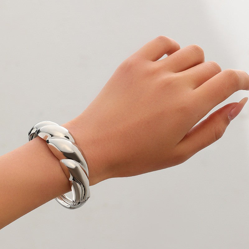 Wide Openwork Coil Metal Cuff Bracelet