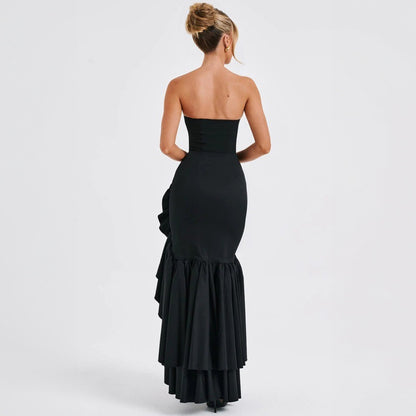 Ladies' sexy off shoulder, sexy off shoulder strapless, hip hugging, irregular wave fashion party dress