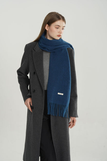 Woven Fringe Wool Blend Scarf