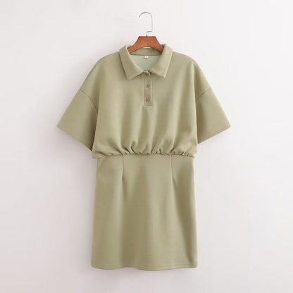 Women Clothing French Waist Slimming Casual Knitted Batwing Sleeve Short Dress