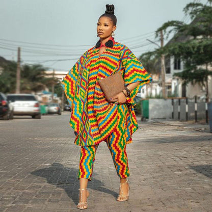 Fall Loose Digital Number Printing African Black People Two Piece Sets
