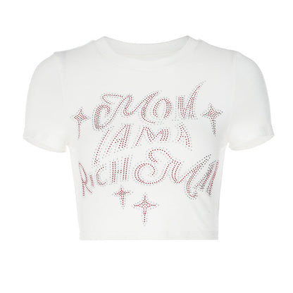 Rhinestone Letter Y2K Crop Top