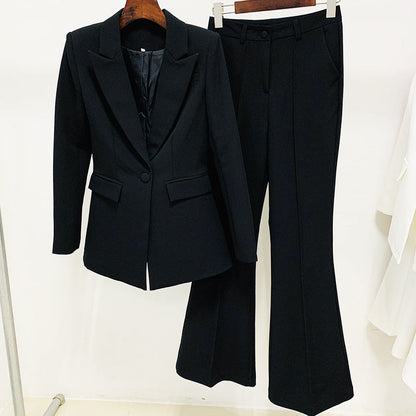 One Button Cloth Cover Mid Length Suit Bell Bottom Pants Suit Two Piece Suit