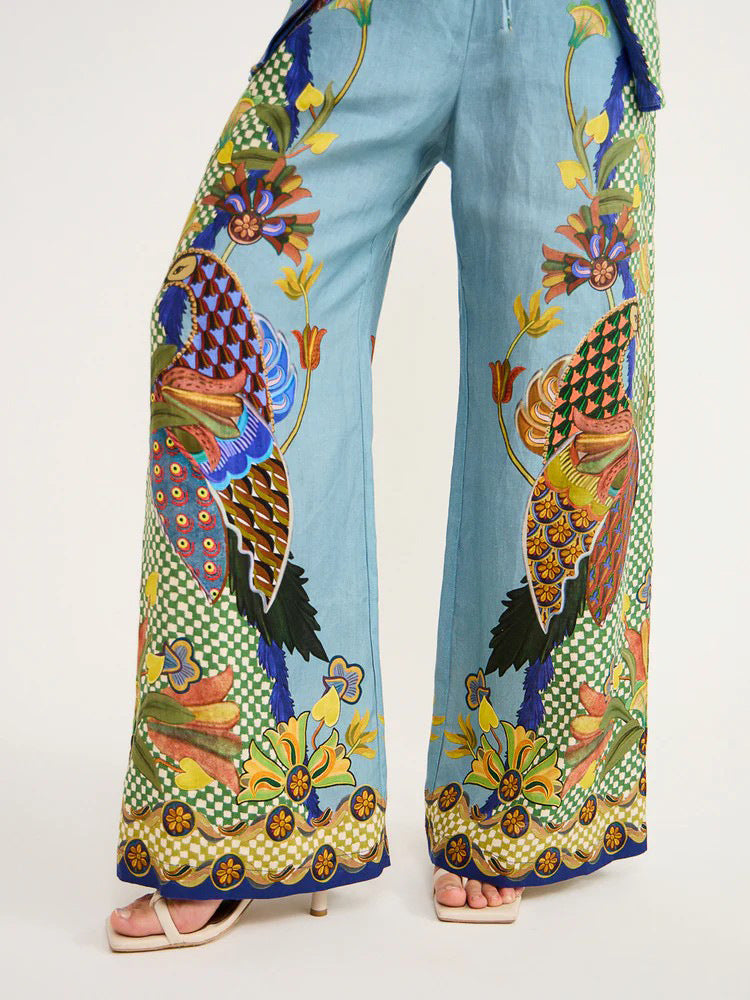 Autumn Personalized Printed Puff Sleeve Holiday Lace Two Piece Suit for Women Amplified craft