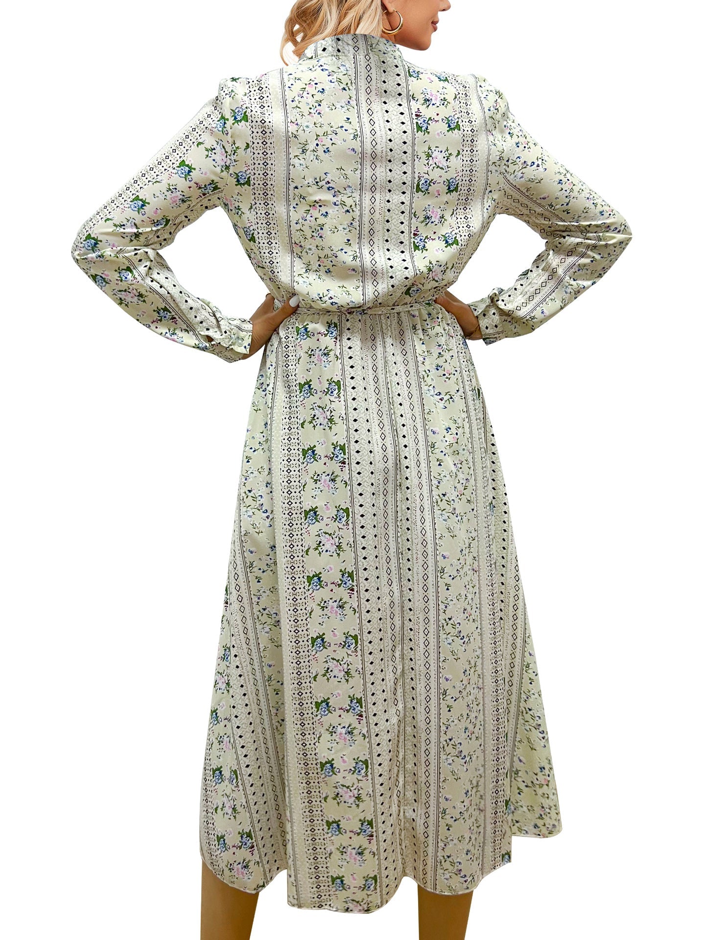 Spring Holiday Dress Lace up Floral Dress