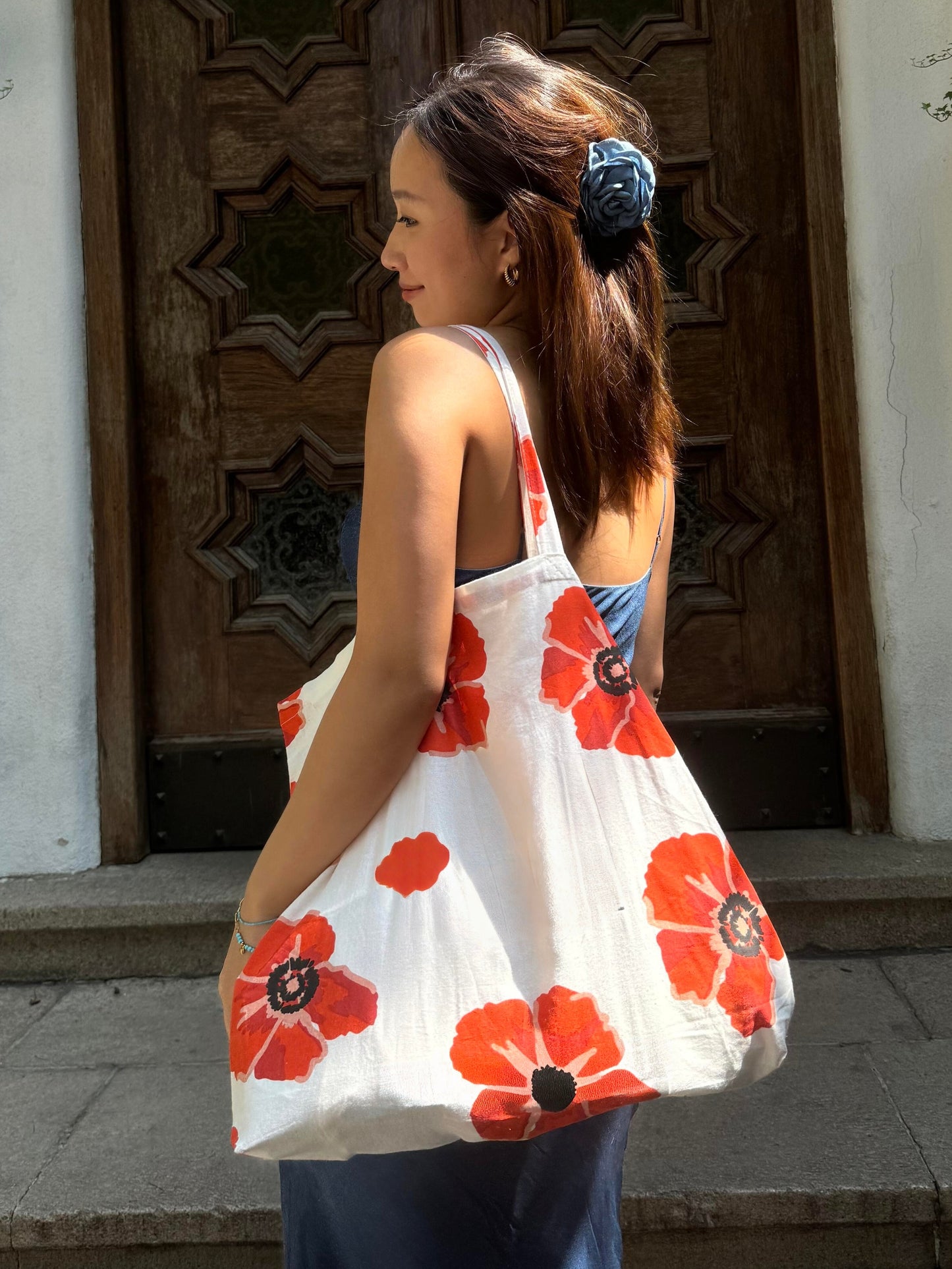 Sofi Orange Floral Tote Bag