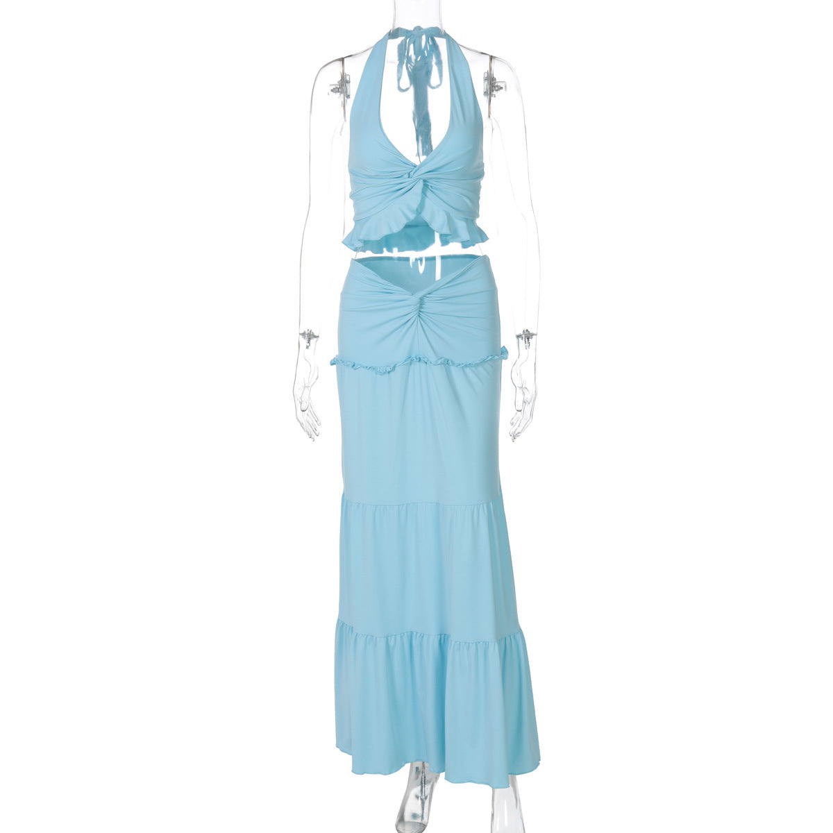 Shawna Twisted Halter Maxi Skirt Set