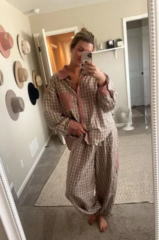 Conjunto de pijama azul cielo con empalme suelto