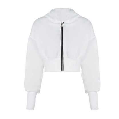 Women Clothing Autumn Winter Cardigan Zipper Hooded Long Sleeve Knitted Coat