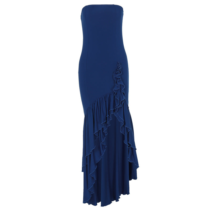 Ladies' sexy off shoulder, sexy off shoulder strapless, hip hugging, irregular wave fashion party dress