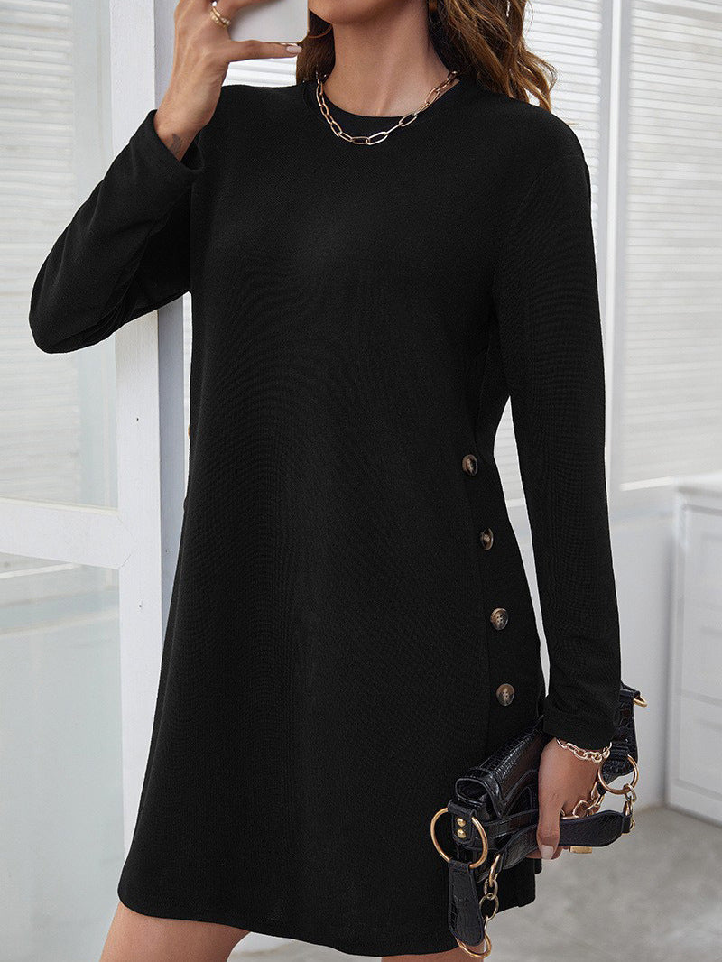 Autumn Winter Casual Loose round Neck Long Sleeve Women Dress Women